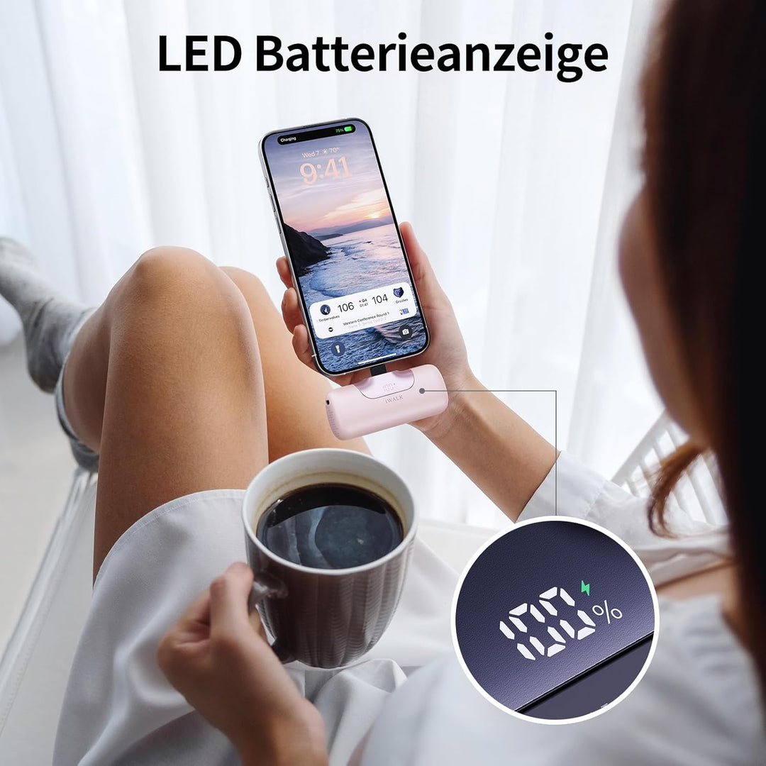 iWALK Powerbank 5500mAh Mini USB C Power Bank 22.5W Fast Charging Powerbank Klein Leicht Kompakte Ex