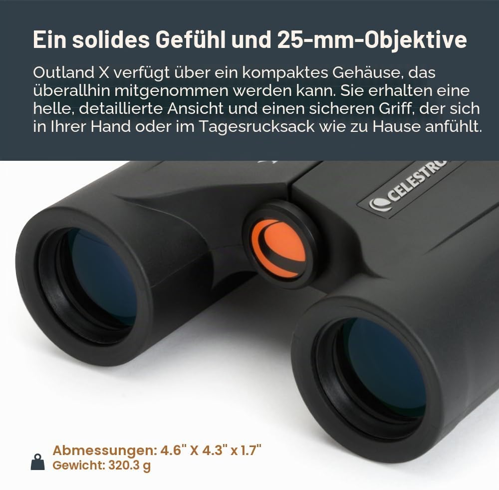 Celestron 71341 Outland X 10x25 Compact Roof Prism Binoculars, Black Outland X 10 x 25 Compact Roof