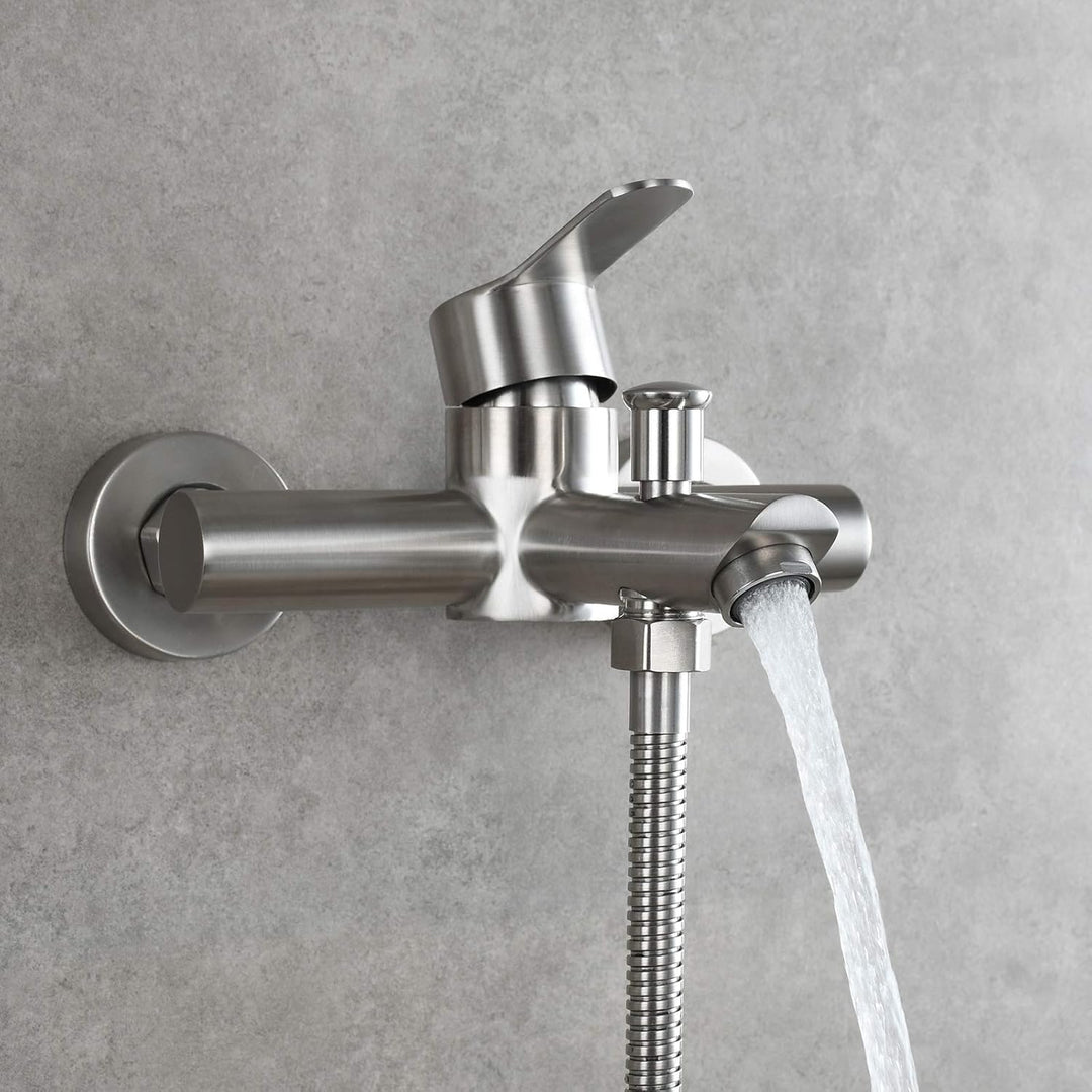 Tecmolog Einhebel Wannenmischer Brausearmaturen Aufputz Edelstahl Badewanne Wasserhahn Mischbatterie