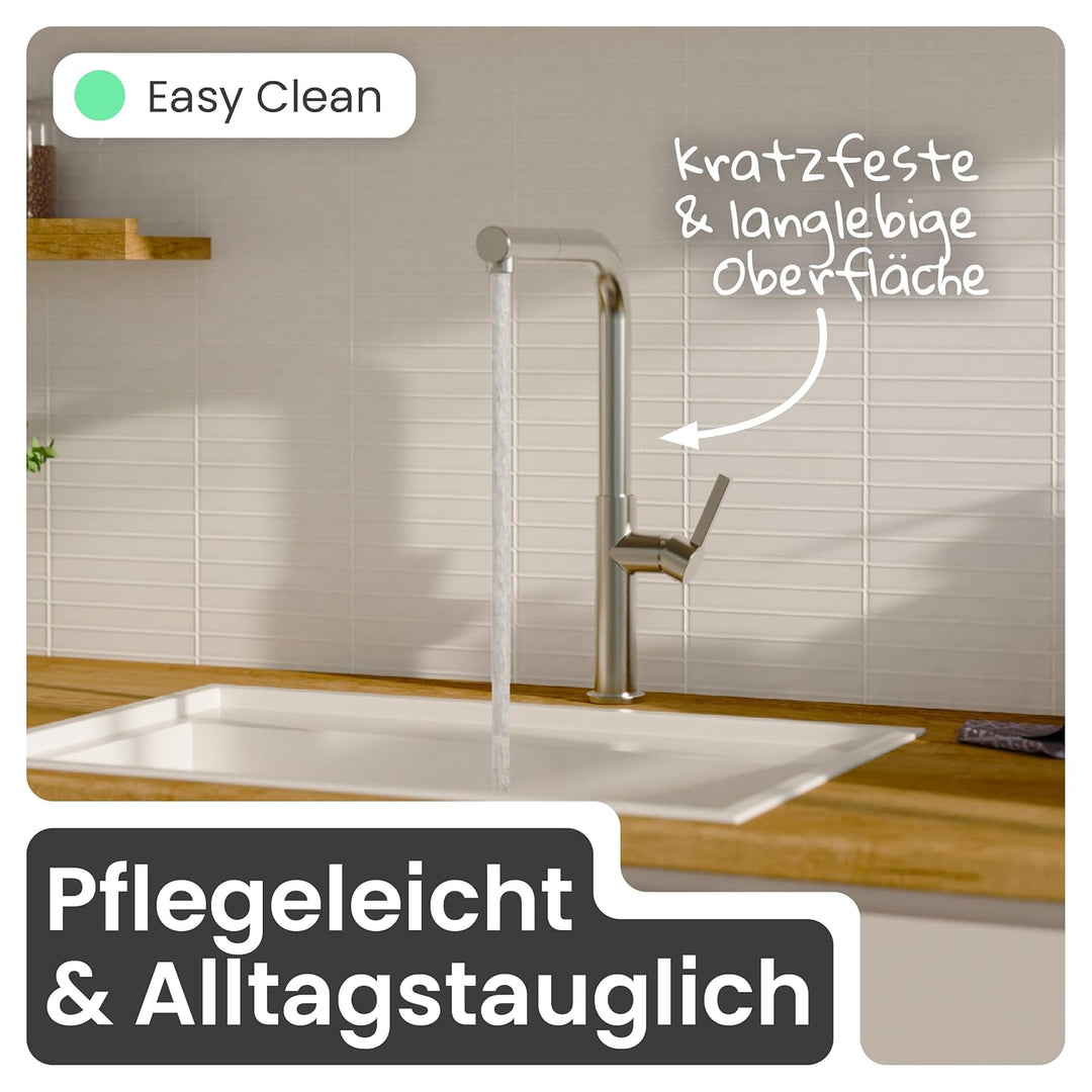 instmaier Cassia | Küchenarmatur mit herausziehbarem Auslauf | Edelstahl | Wasserhahn Küche 360° sch