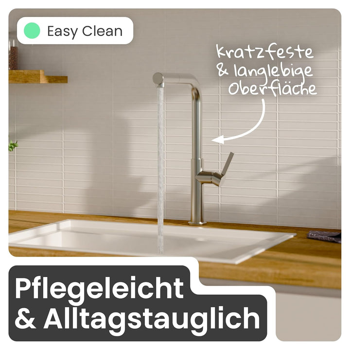 instmaier Cassia | Küchenarmatur mit herausziehbarem Auslauf | Edelstahl | Wasserhahn Küche 360° sch