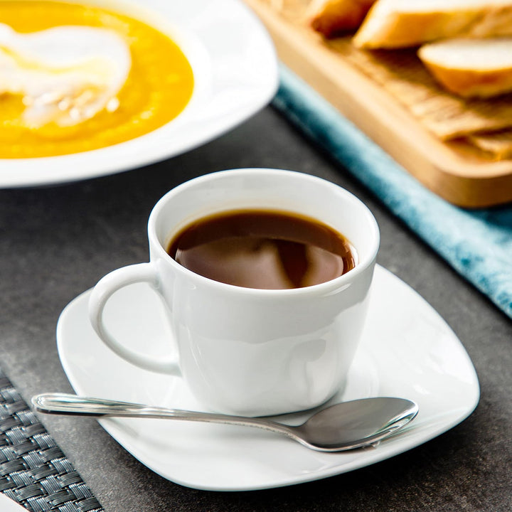 MALACASA, Serie Elisa, Porzellan Tafelservice 30-teilig Kombiservice Rund Geschirrset mit je 6 Kaffe