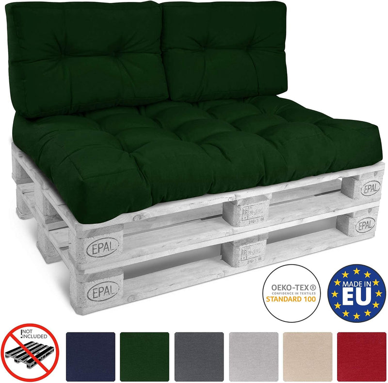 Beautissu Palettenkissen Style – 2X Rückenkissen 60x40 cm Gepolsterte Europaletten Indoor & Outdoor