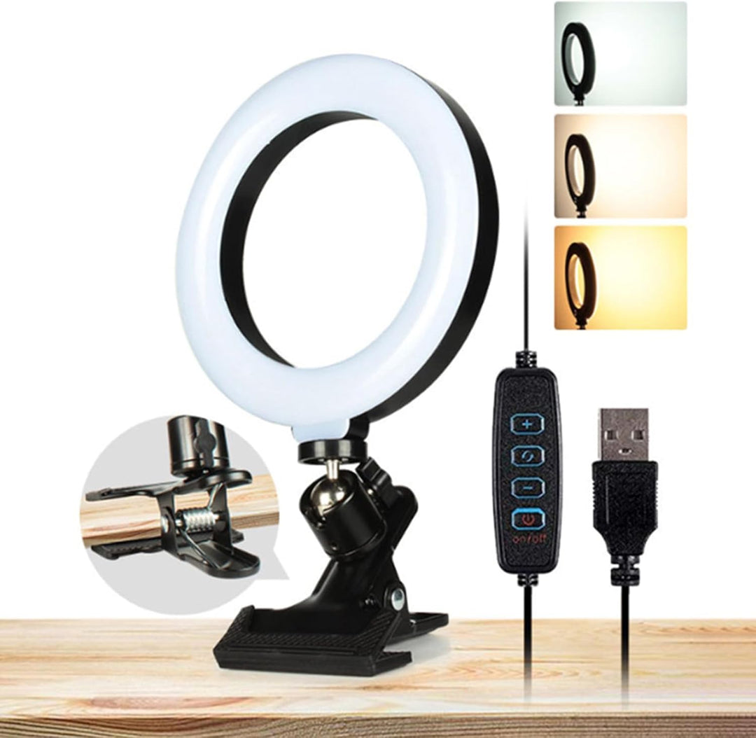 6 Zoll Kompaktes Ring-LED-Selfie-Licht mit Einstellbarer Helligkeit für Make-up-Video-Live-Stream fü