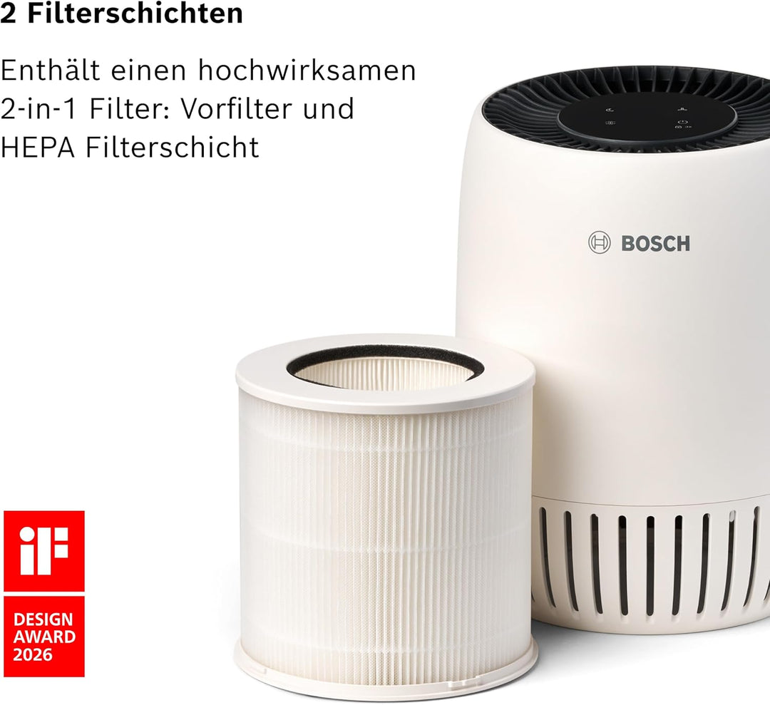 Bosch Air 500 Luftreiniger - Für Räume bis zu 20 m² - Entfernt effizient Schadstoffe - Mit 2-in-1 Lu