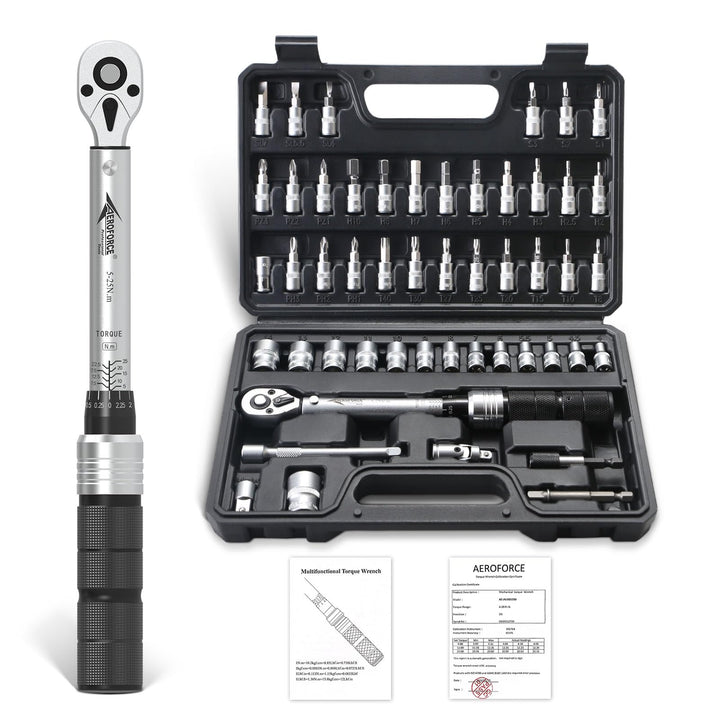 AEROFORCE 50 TLG Fahrrad-Drehmomentschlüssel-Set (5-25Nm), 1/4 Zoll Antrieb, Zoll-Pfund-Klick-Drehmo