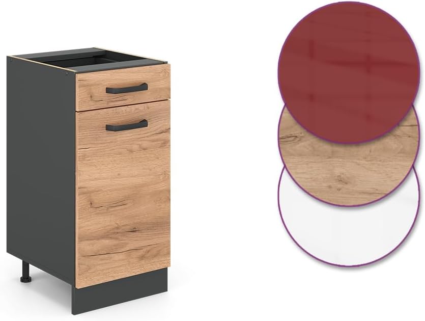 Vicco Küchenunterschrank R-Line, Goldkraft Eiche/Anthrazit, 40 cm ohne Arbeitsplatte Goldkraft Eiche