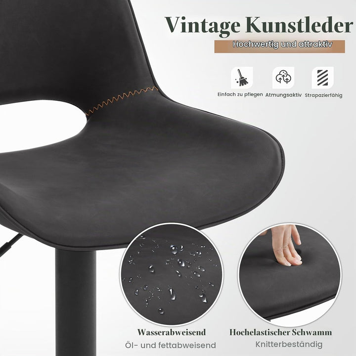 WOLTU Barhocker 2er Set, Barstuhl höhenverstellbar, Bar Hocker Stühle, Tresenstuhl, Kunstleder Stuhl