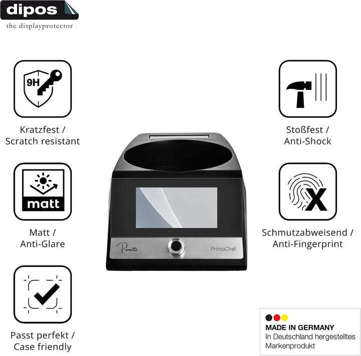 dipos 2x Displayschutzfolie 9H matt für Panetti PrimoChef