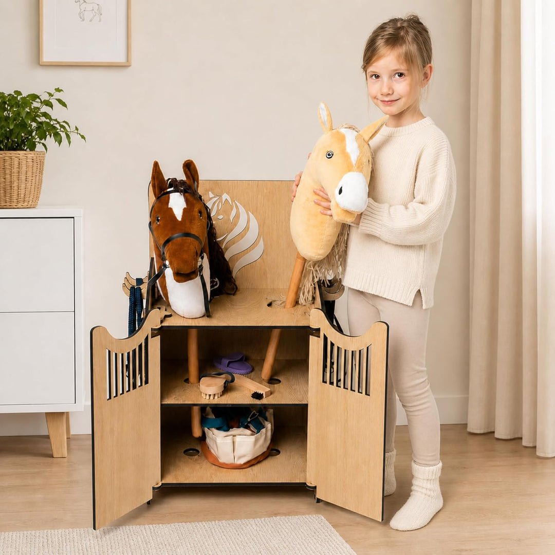 Hobby Horse Stall 2 Pferde – Praktische Halterung für Steckenpferde | Hochwertiger Hobby Horsing Pfe