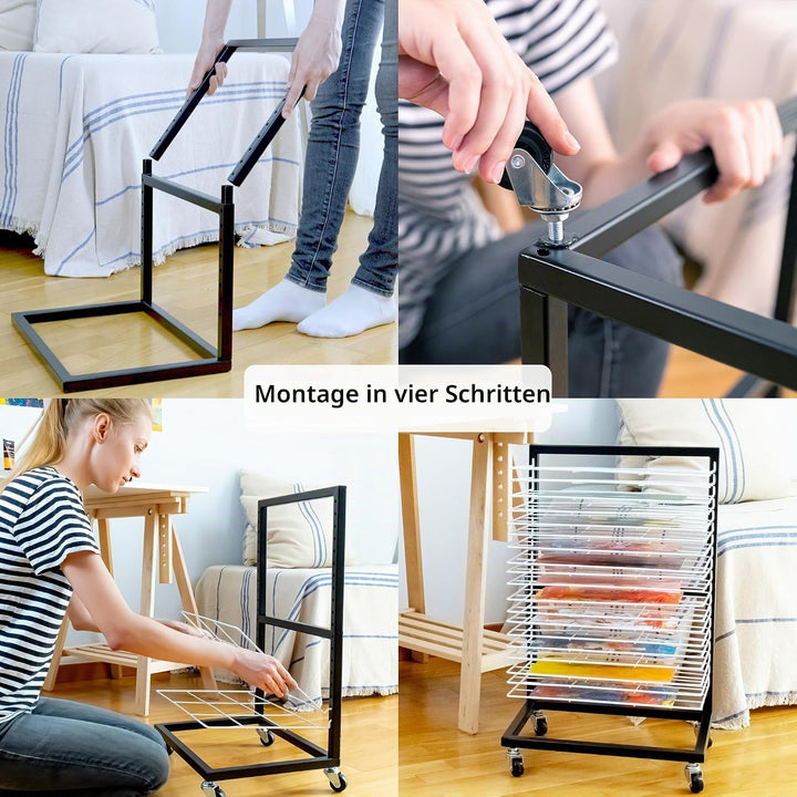 ODOXIA Bilder Trockengestell KLEIN für Klassenzimmer | KOMPAKTES, funktionales &amp; mobiles Bildertrock