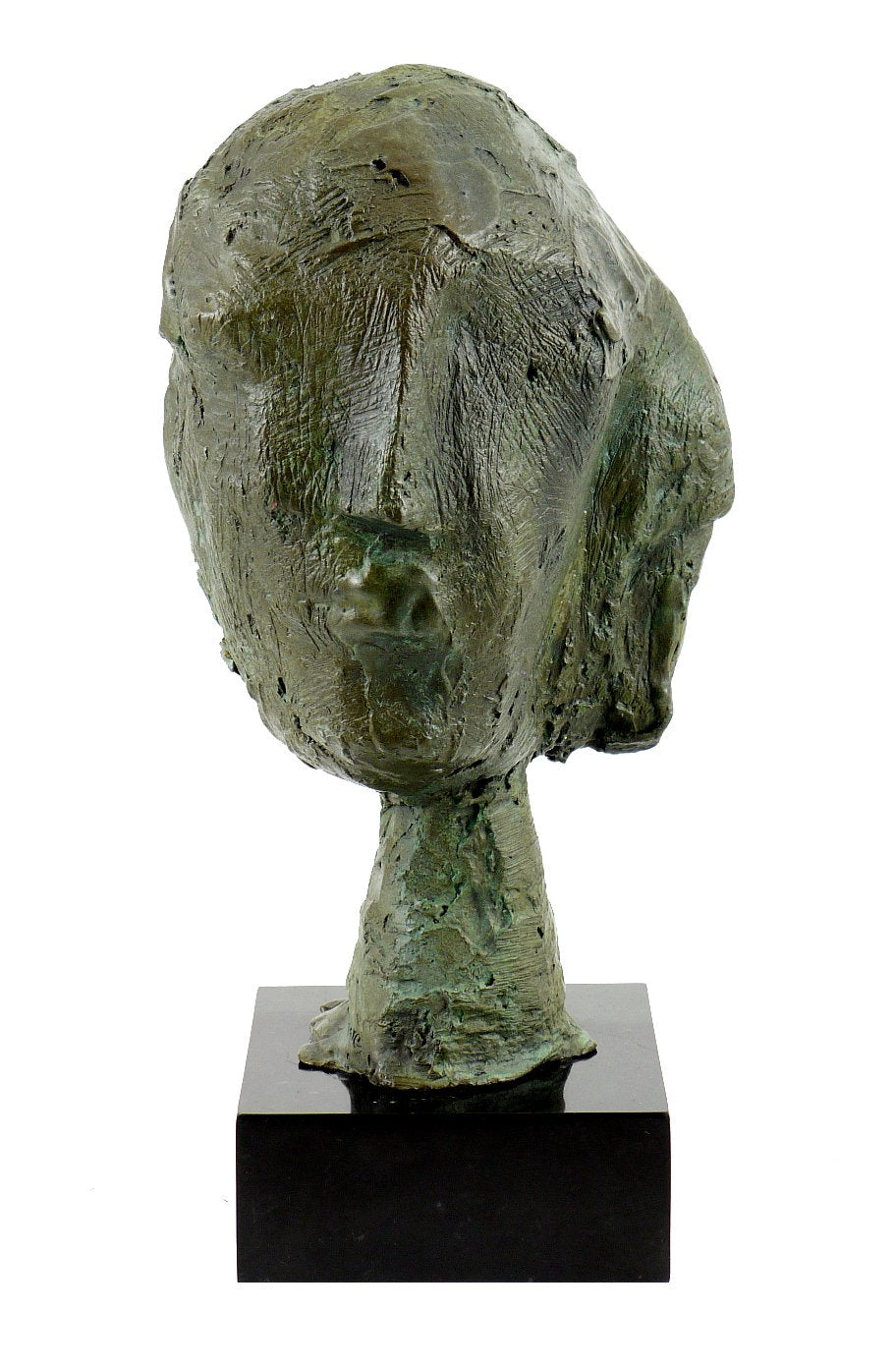 Abstrakte Bronzefigur/Bronzekopf auf Marmorsockel - nach Henry Moore - signiert - Moderne Kunst