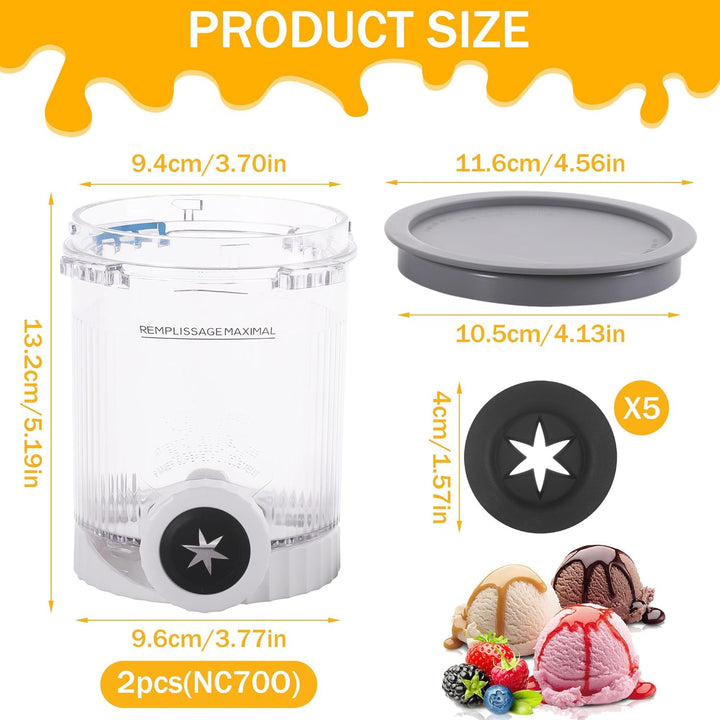 Hejo 2 Stück Behälter für Ninja Swirl, Eisbehälter für Ninja Creami Swirl NC700EU NC701EU-Serie, 480