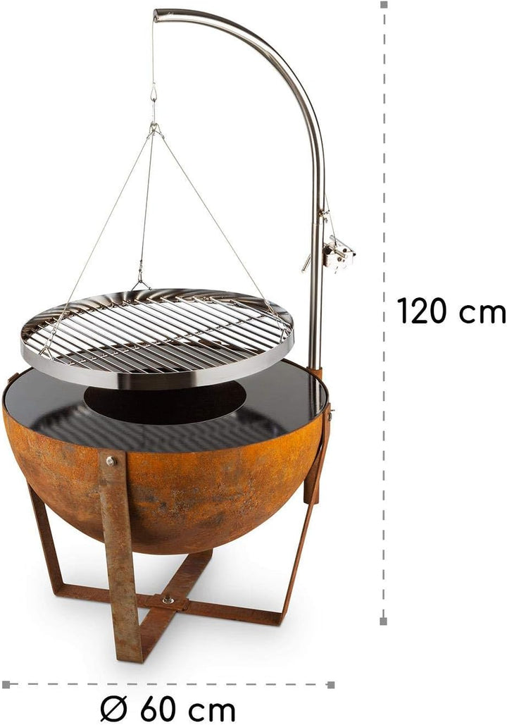 blumfeldt Fire Globe Feuerschale mit Grill, Grillring: Ø 59cm, Feuerschale: Ø 60cm, Grillrost: Ø 59c