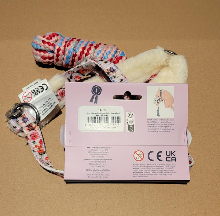 HKM HC Hobby Horse Clara Halfter & Strick Flower – Steckenpferd Set für Kinder – Pferde-Spielzeug mi