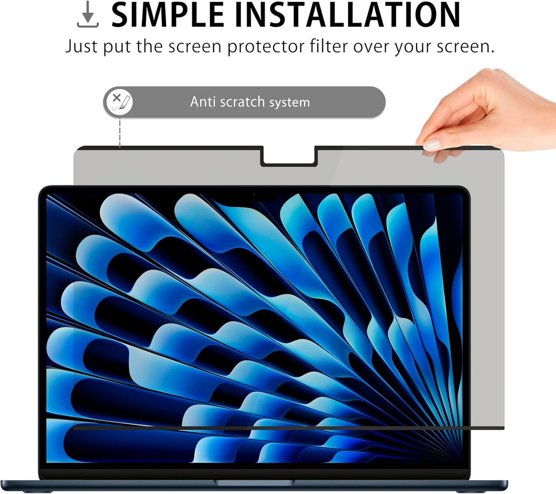 MyGadget Magnetische Sichtschutzfolie kompatibel mit Apple MacBook Air 15,3 Zoll [ Model A2941-2023