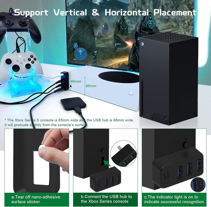 3.0 USB-Hub für Xbox Series X & S, Joso 4-Port-USB-Erweiterung mit Typ-C, kompatibel mit Xbox Series