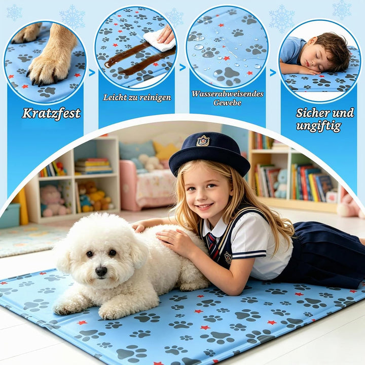 Kühlmatte Hund 60 x 50 cm, Kühlmatte für Hunde &amp; Katzen Faltbare, Kühldecke für Haustiere Leicht Rei