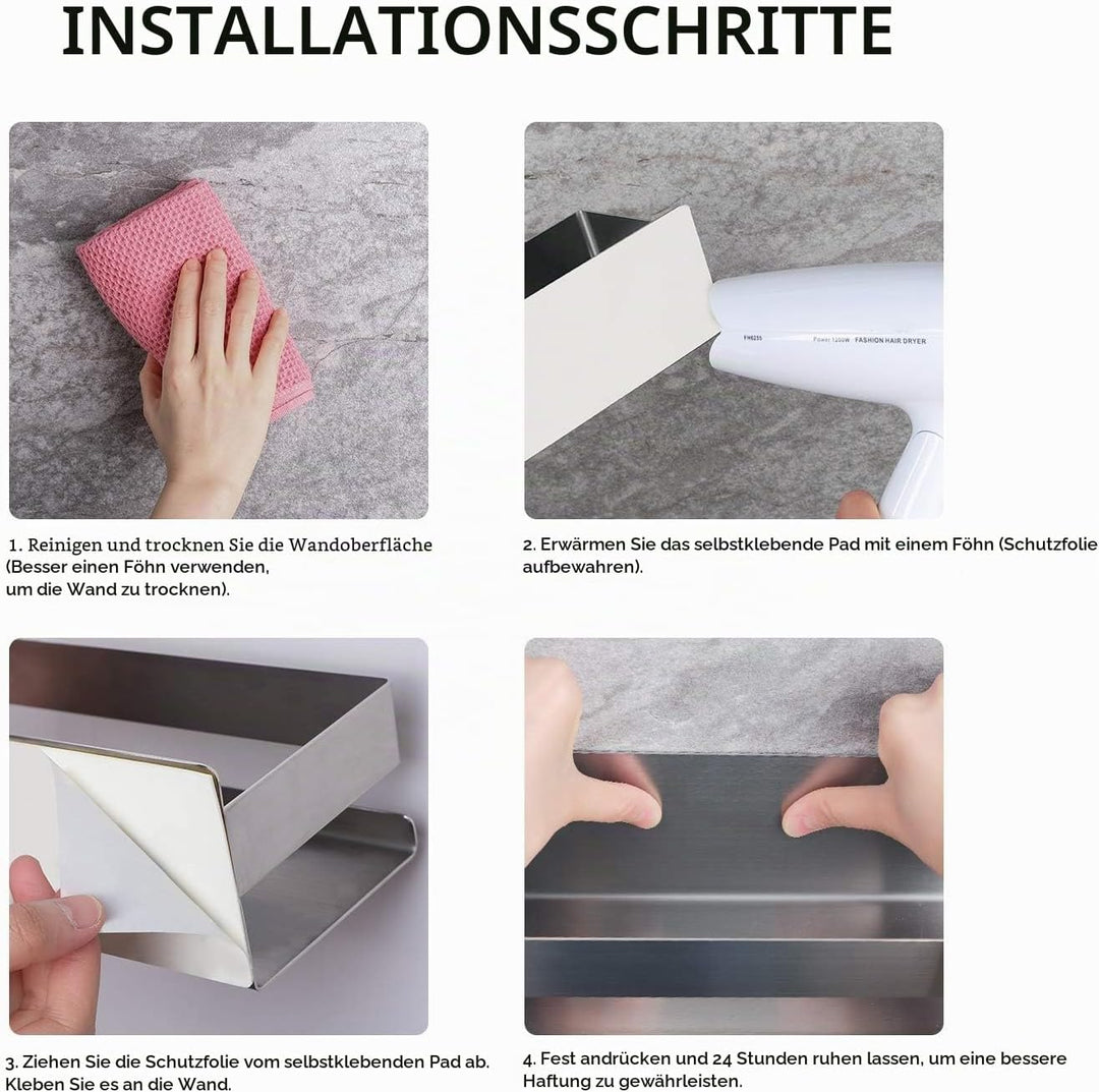 ZUNTO Duschregal, selbstklebend, Eckregal, SUS 304 Edelstahl 1 Pack Silber, 1 Pack Silber