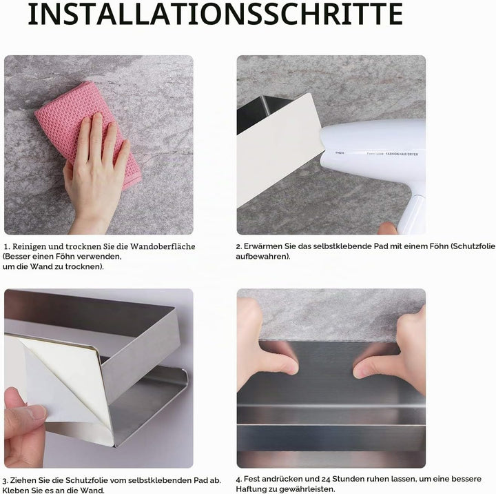 ZUNTO Duschregal, selbstklebend, Eckregal, SUS 304 Edelstahl 1 Pack Silber, 1 Pack Silber