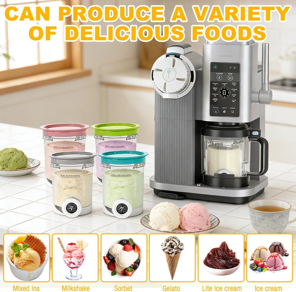 4 Stück Ninja Swirl Creami Behälter, SGZIOO 480 ml Behälter für Ninja Swirl Creami Kompatibel mit NC