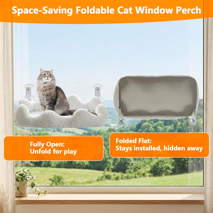 Katzen-Fensterliege, 60 x 30 cm Faltbare Katzenhängematte für das Fenster mit 4-seitiger Polsterung