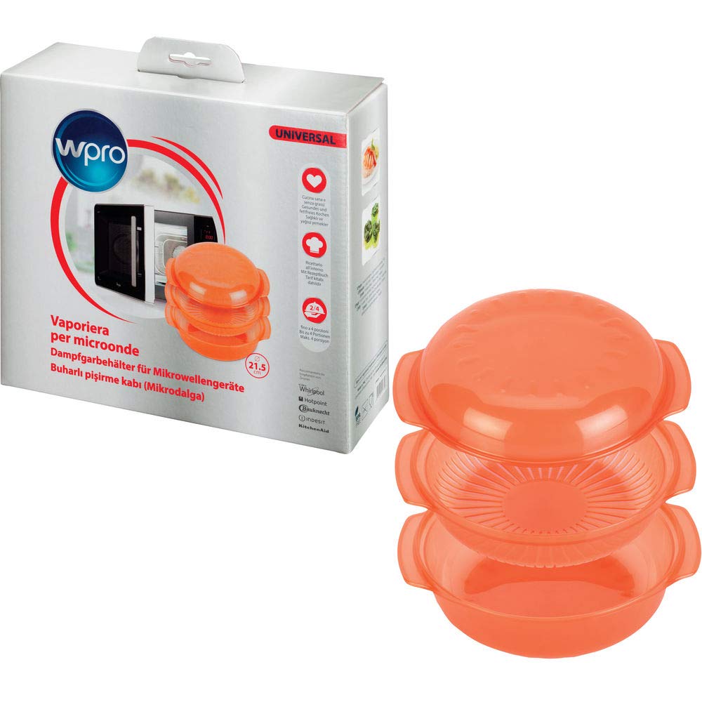 Wpro STM006 Dampfgarbehälter für die Mikrowelle (rund, 1,5 l) orange