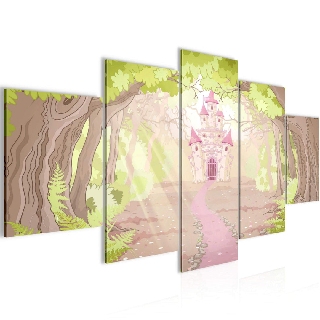 Runa Art Wandbilder Kinderzimmer Schloss 5 Teilig Bild auf Vlies Leinwand Deko Babyzimmer Spielzimme