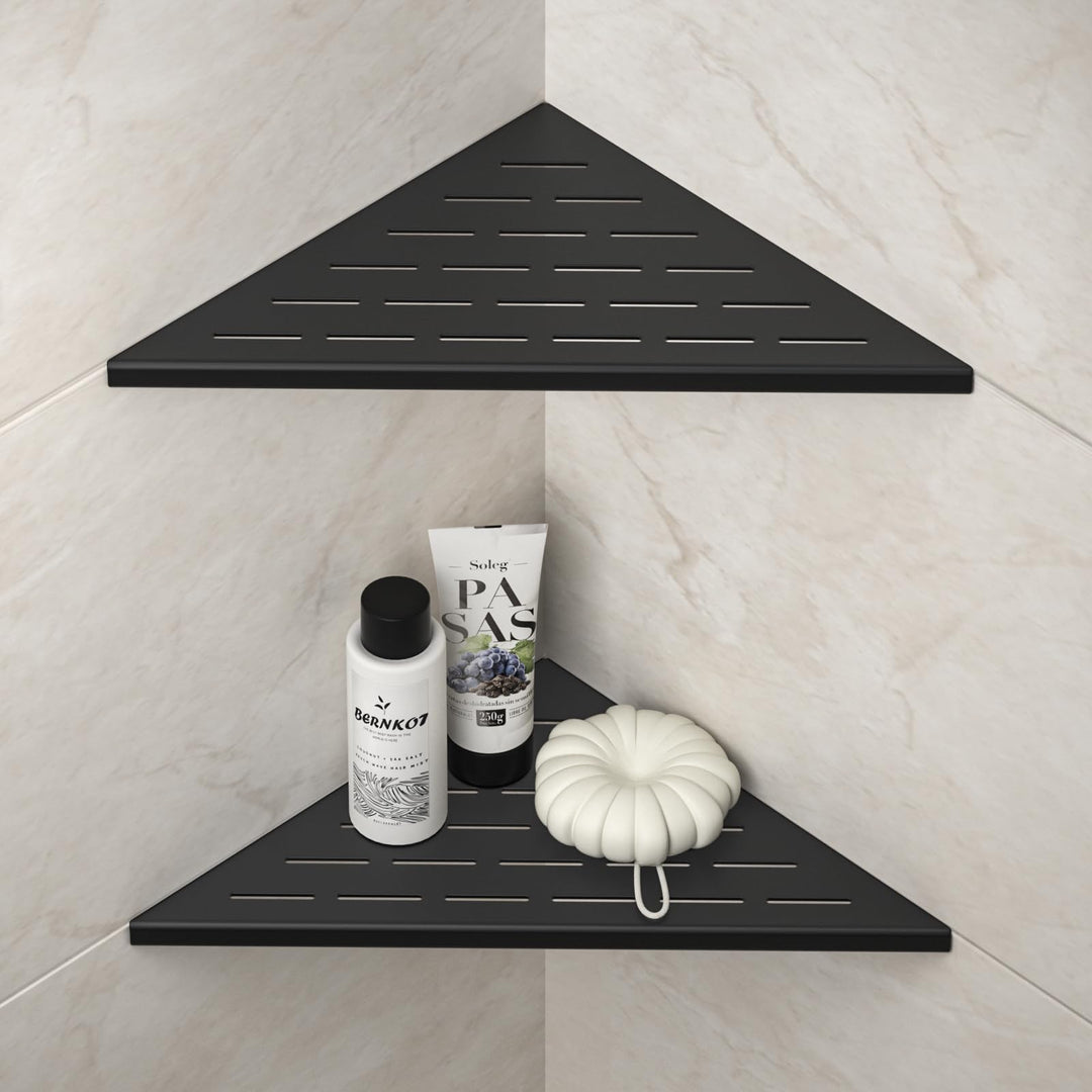 Eck-Duschregal 305mm Mattschwarz, 304 Edelstahl, eingelassenes Eckregal Badezimmer-Duschregal für ge