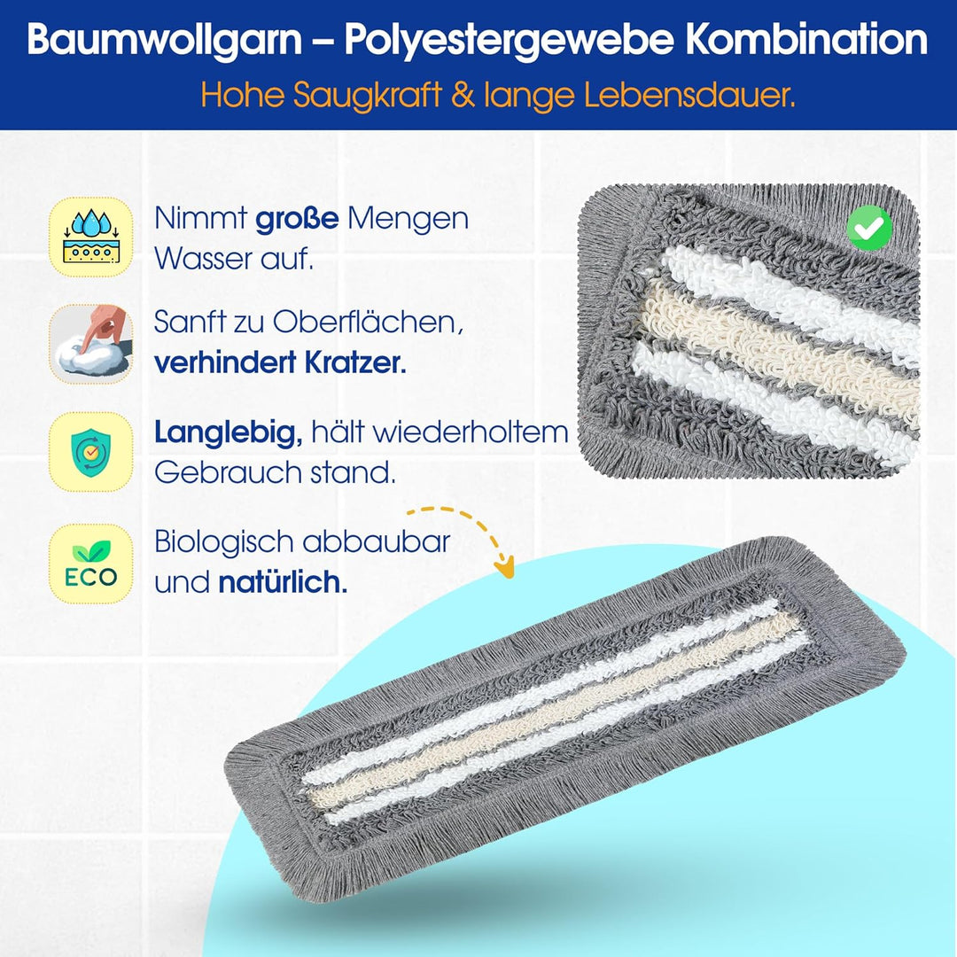 Okaei 10 Stück Wischmopp Bezug (60 cm) - Bodenwischer-Wischbezug für Krankenhäuser &amp; Pflegeeinrichtu