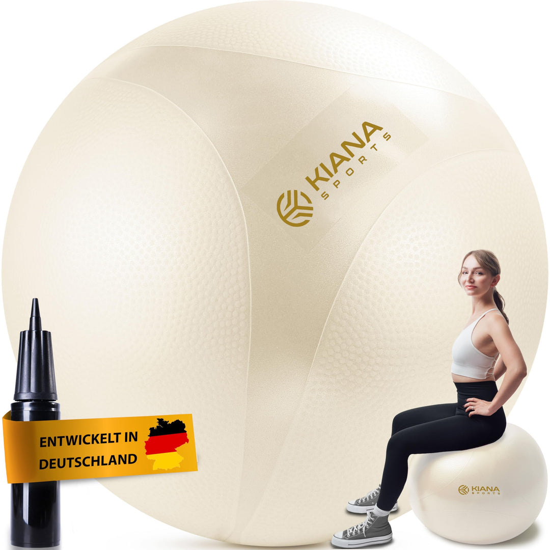 Gymnastikball & Sitzball - 4 Grössen - Deutsche Entwicklung - Rutschfester Yoga Ball mit Noppen - Ex
