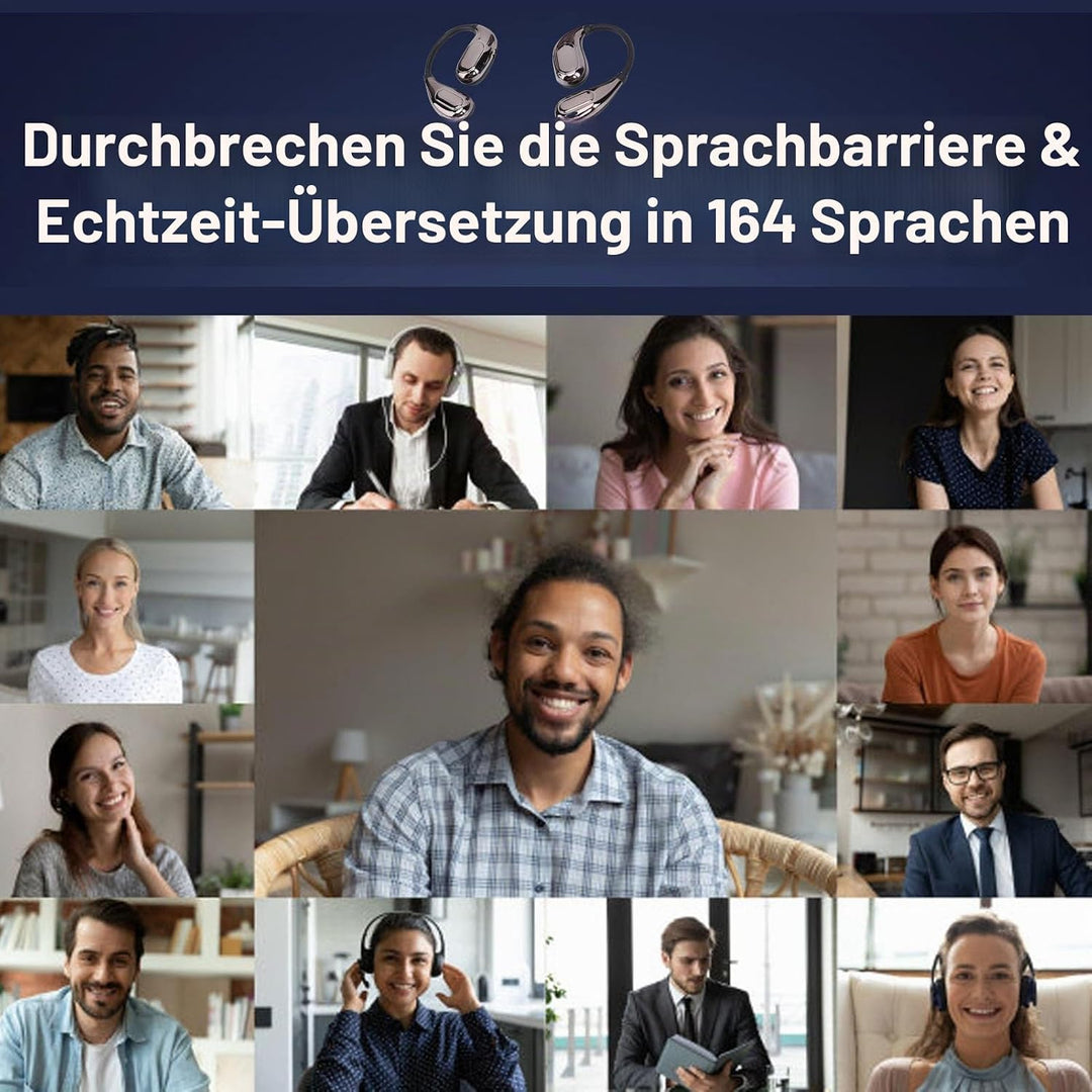 VBESTLIFE Ohrhörer mit KI-Übersetzung in Echtzeit, 164 Sprachen, Übersetzer-Ohrhörer mit Offenem Ohr