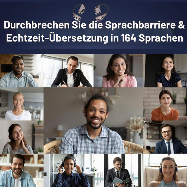 VBESTLIFE Ohrhörer mit KI-Übersetzung in Echtzeit, 164 Sprachen, Übersetzer-Ohrhörer mit Offenem Ohr