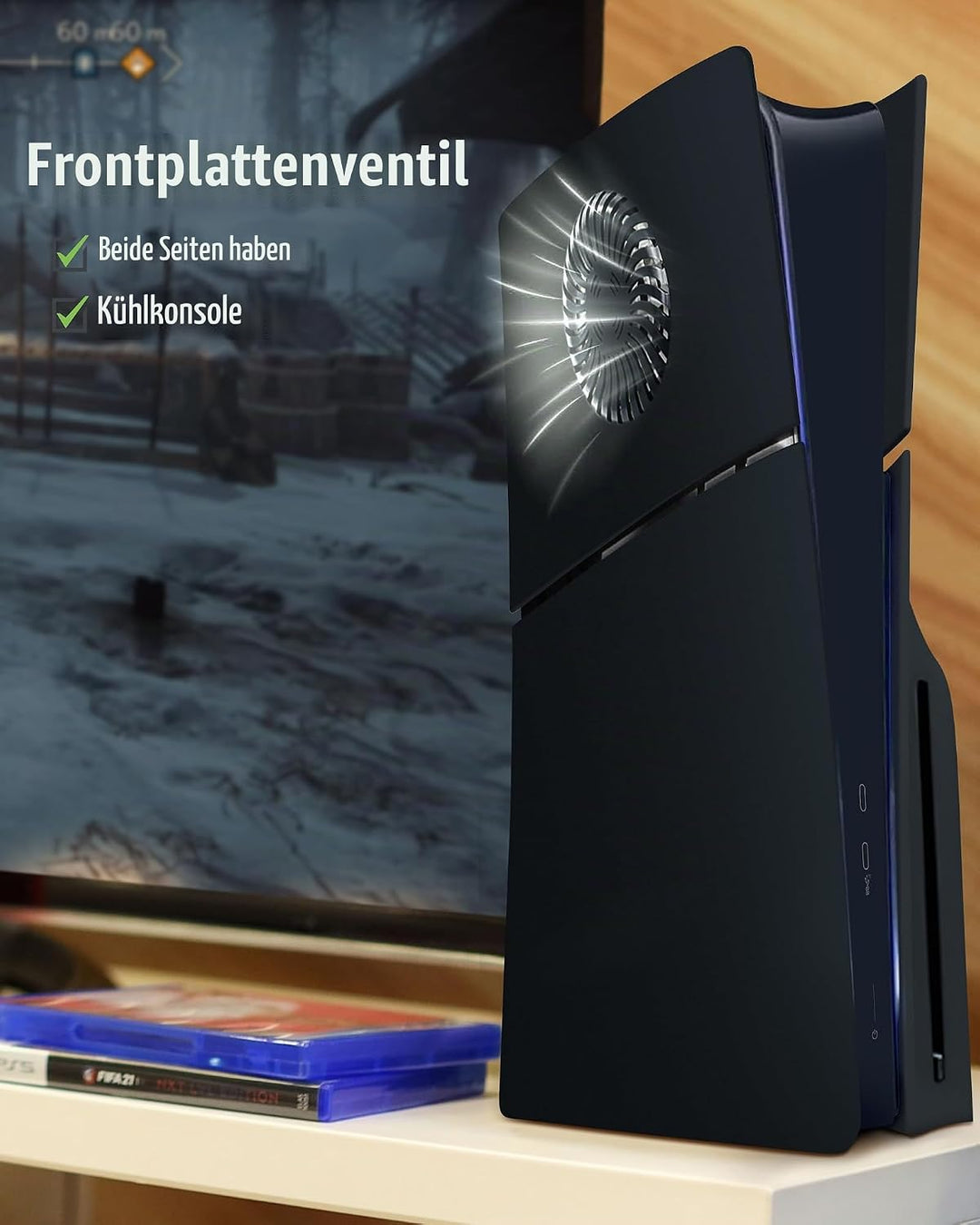 Joso Frontblende mit Kühlungsöffnung für PS5 Slim Disc Edition, Kratzfeste und staubdichte Ersatzabd