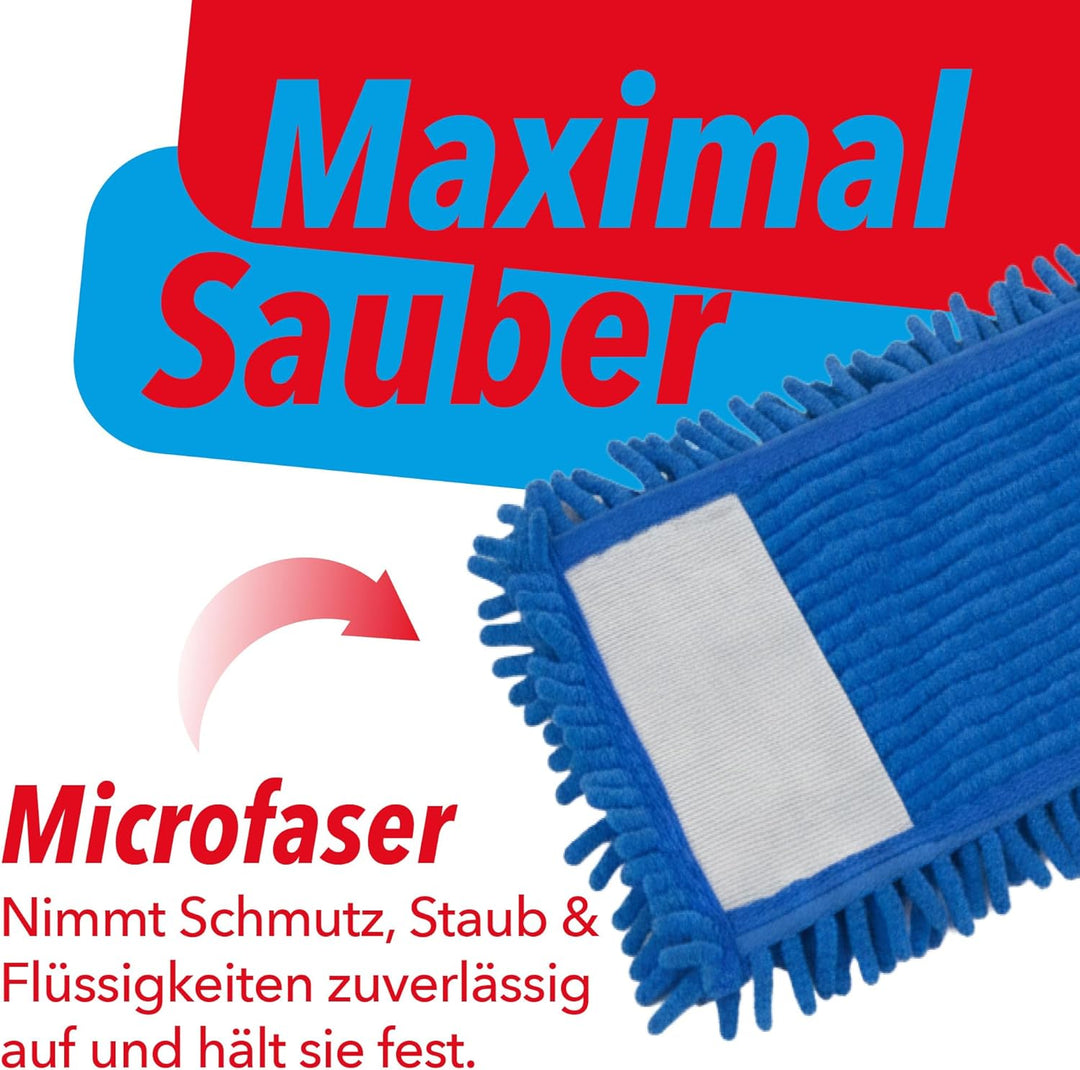 G.I.V. Bodenwischer Set 50cm Klapphalter mit Fusstaste + Teleskopstiel ausziehbar 88-150cm inkl. 5X