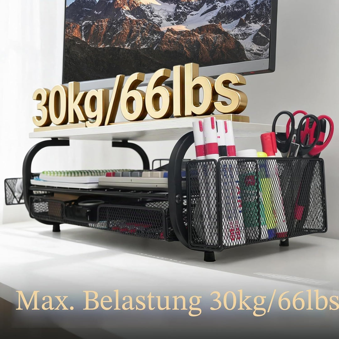 Monitorständer Ergonomischer Monitorständer 30kg/66lbs, multifunktional für Monitor/Drucker/Akten, e