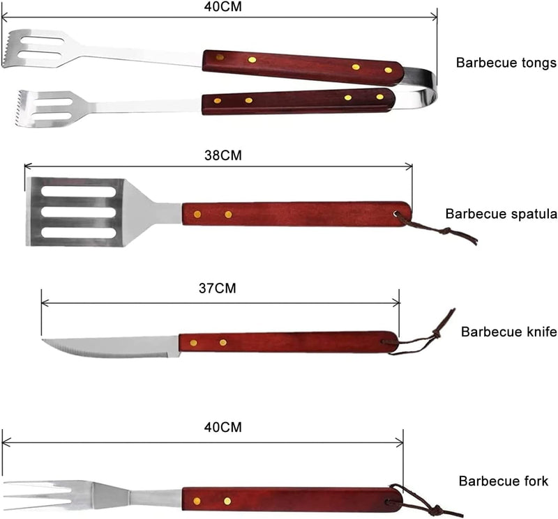 18 Stück Grillzubehör Grillbesteck Set mit Grillbürste，Grillzange Lang，Grillset aus Edelstahl mit Al