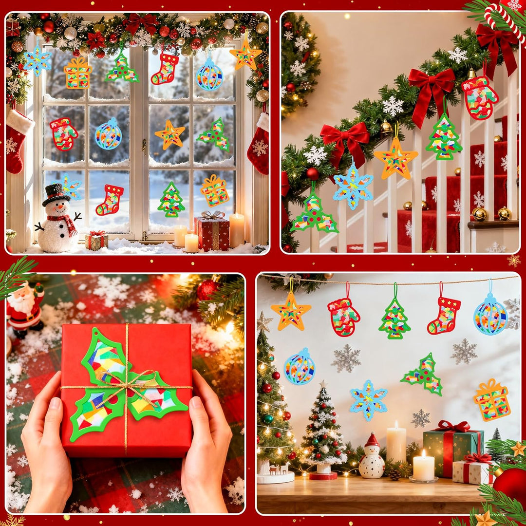 Bastelset Weihnachten Kinder,24 Stück Weihnachtsdeko,Winter Bastelset Sterne,DIY Weihnachts Fensterb