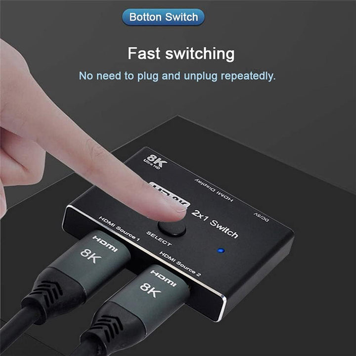 xiwai 8K @ 60hz HDMI-kompatibler 2.1-Switch & 3 Kabel 2-in-1-OUT Hub unterstützt HDCP SST Extended 4