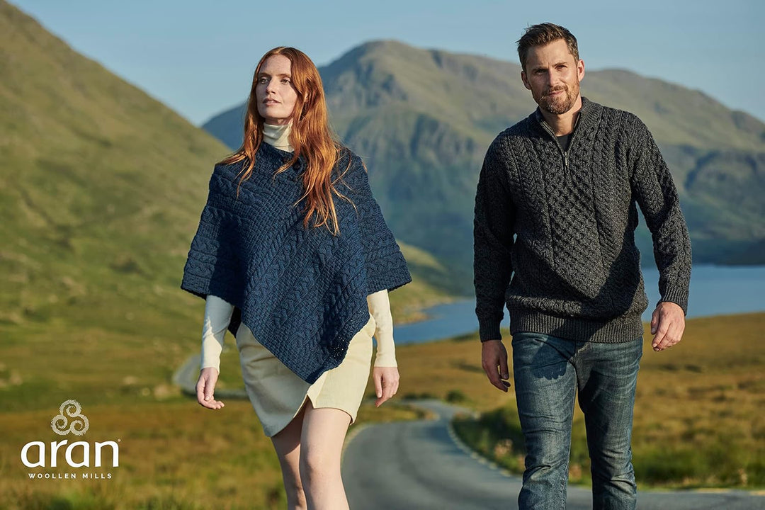 Aran Woollen Mills Damen Pullover Einheitsgrösse Blau, Einheitsgröße Blau