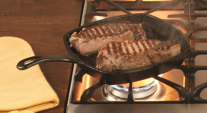 LODGE Gusseisen INLODGE.L8SGP3, Inoxidable, schwarz, 10.5 inches 10.5 inch Grillpfanne, 26,7 cm, 10.