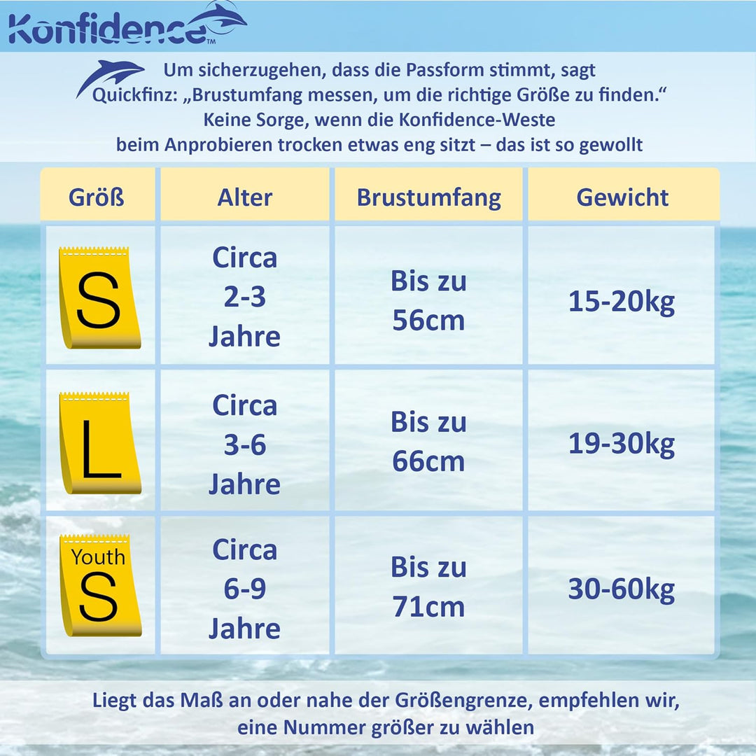 Konfidence Schwimmweste – Premium-Schwimmjacke mit abnehmbarem Sicherheitsgurt für Kinder | Einstell