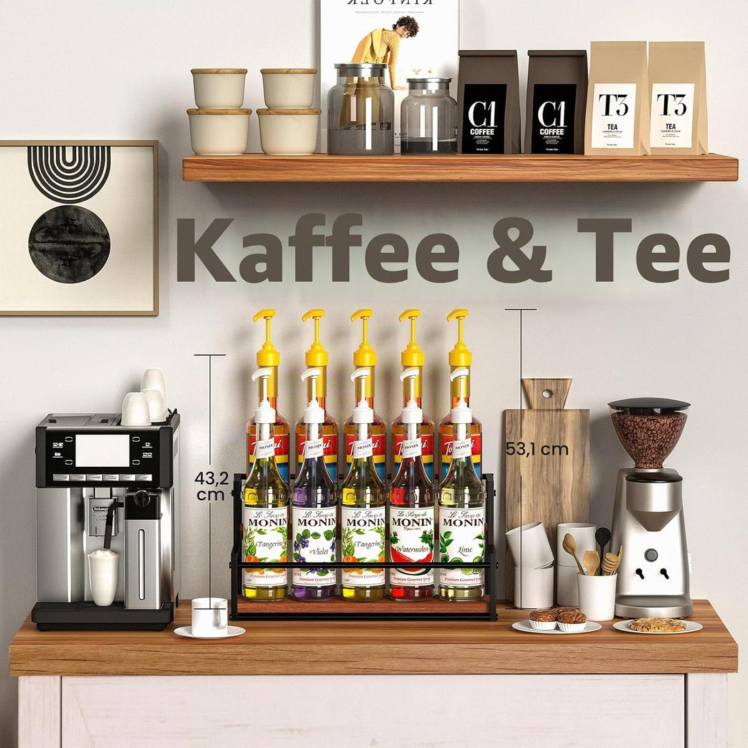 THYGIFTREE Kaffeesirup-Organizer, 2-stöckig, 10 Sirupflaschen, Ständer für Kaffeebar, Aufbewahrungsr