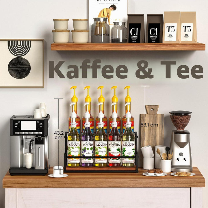 THYGIFTREE Kaffeesirup-Organizer, 2-stöckig, 10 Sirupflaschen, Ständer für Kaffeebar, Aufbewahrungsr