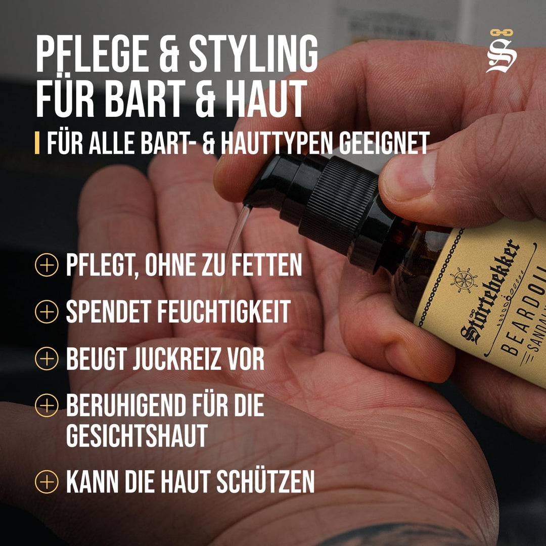 Störtebekker® Premium Bartöl Sandelholz - tägliche Bartpflege für 3-Tage-Bart bis Vollbart - 50ml Be