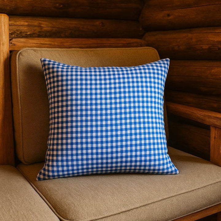 texpot Bettwäsche Garnitur 135 x 200 cm + 80 x 80 cm Landhaus 5 mm Karo blau kariert Bauern Kissenbe