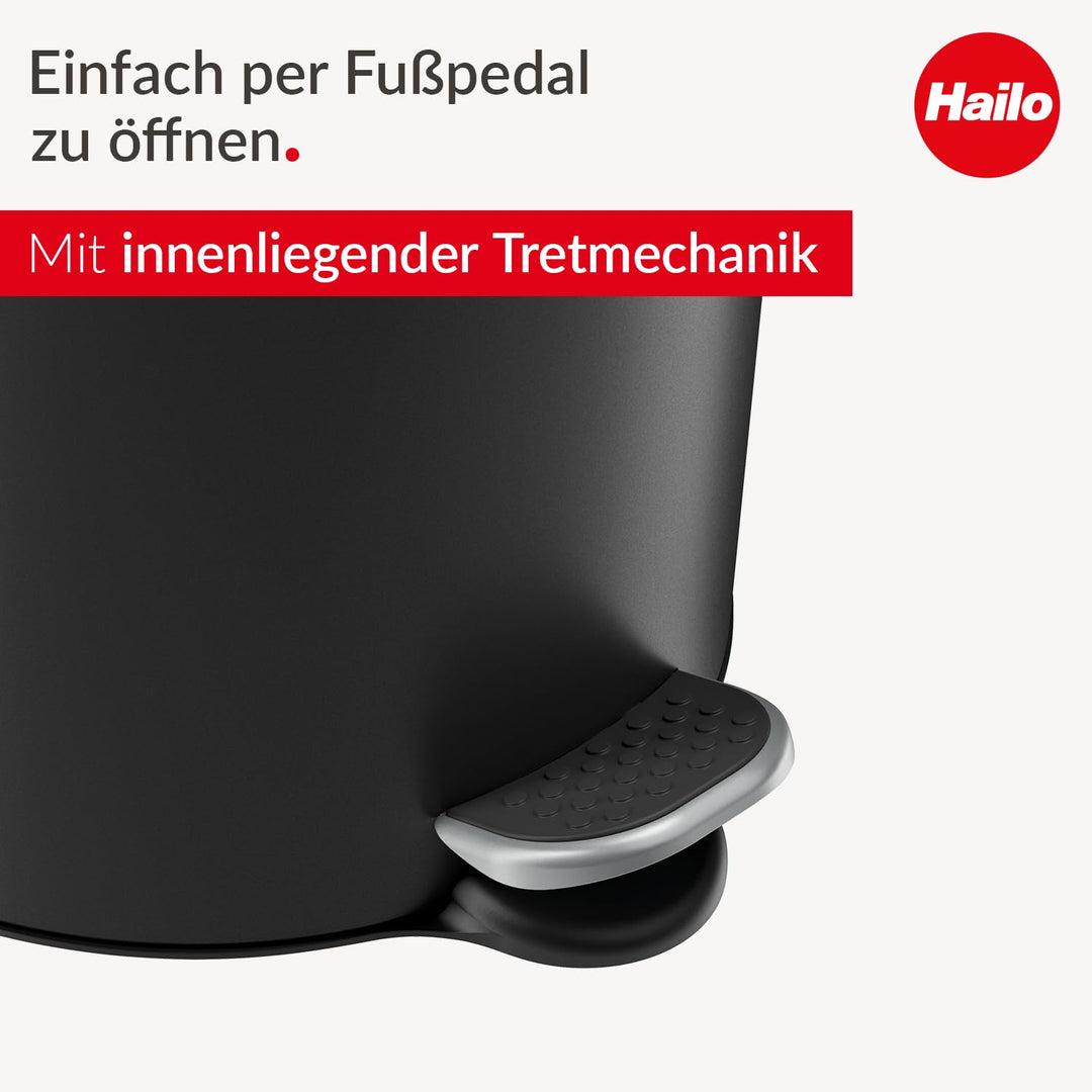 Hailo Selekta by runder Tretmülleimer mit Soft Close Deckel - 5L Fassungsvermögen - herausnehmbarer