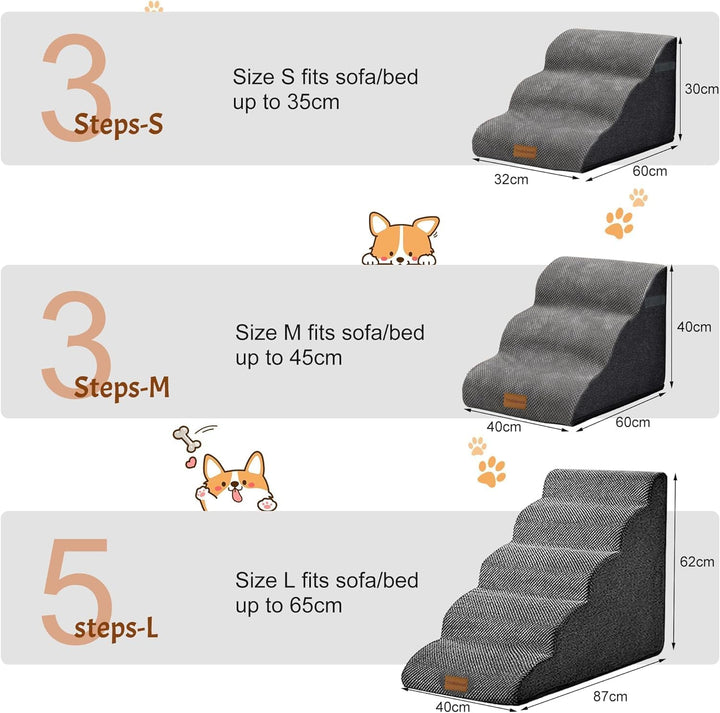 Breiter Hundetreppe 3 Stufen 30cm hoch für Kleine Hunde, Hochdichtem Schaumstoff Haustiertreppe, Was
