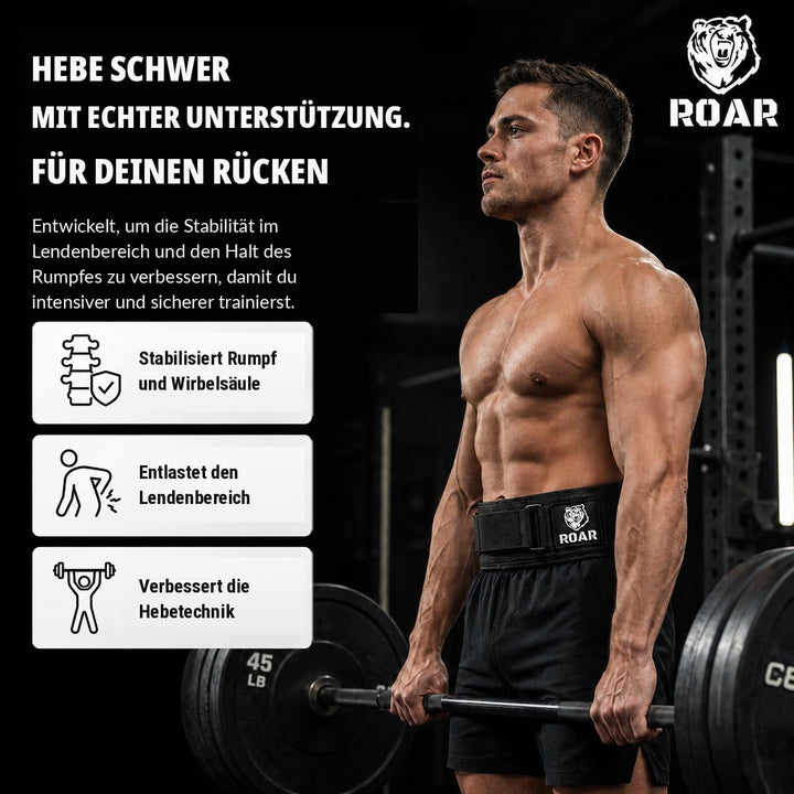 Roar® Gewichthebergürtel Herren und Damen, Lifting Belt for Gym, Powerlifting Gürtel Gewichtheben, W