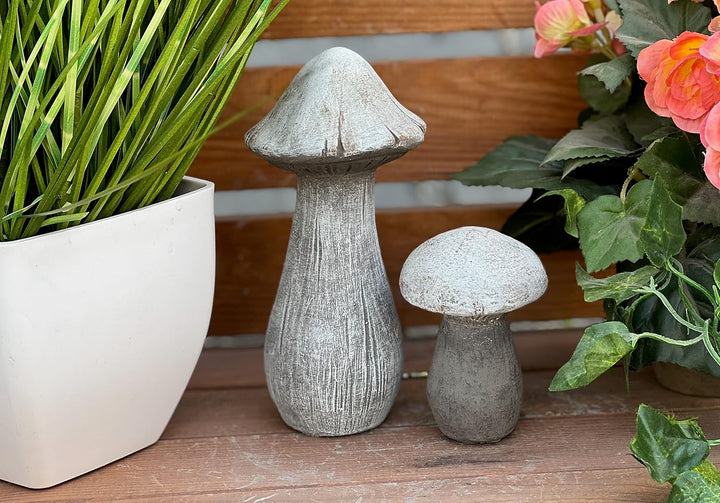 stoneandstyle Steinfigur 2er Set Steinpilze Pilze frostfest Steinguss